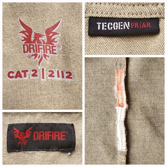 DRIFIRE Tecgen Work Shirt Mens 2XL FR AR CAT 2 2112 Khaki Tan XXL Button Down - Picture 4 of 7